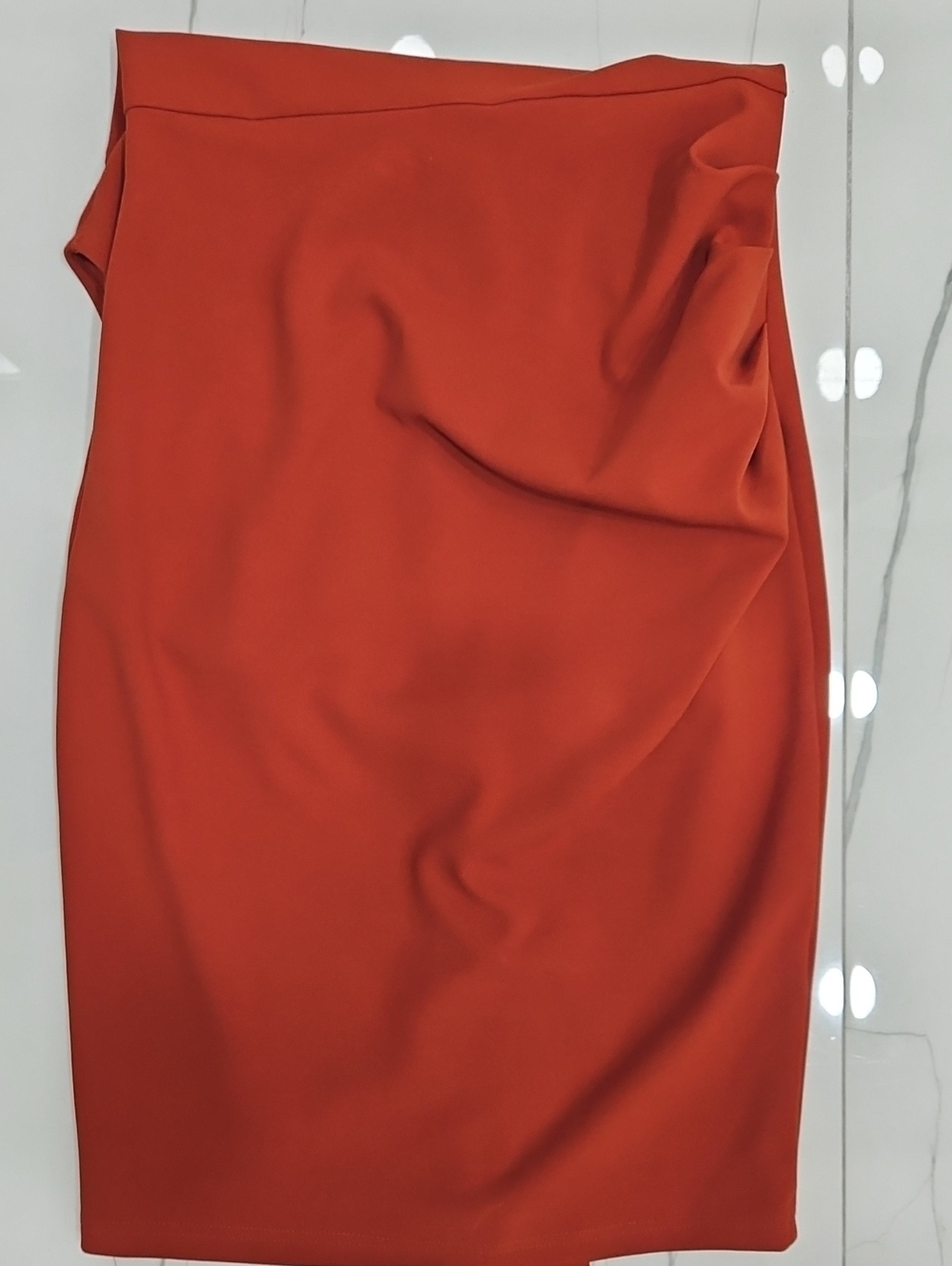 Miusol Sleeveless Tie-Neck Cocktail Pencil Dress in Rust Orange. - Picture 6 of 8